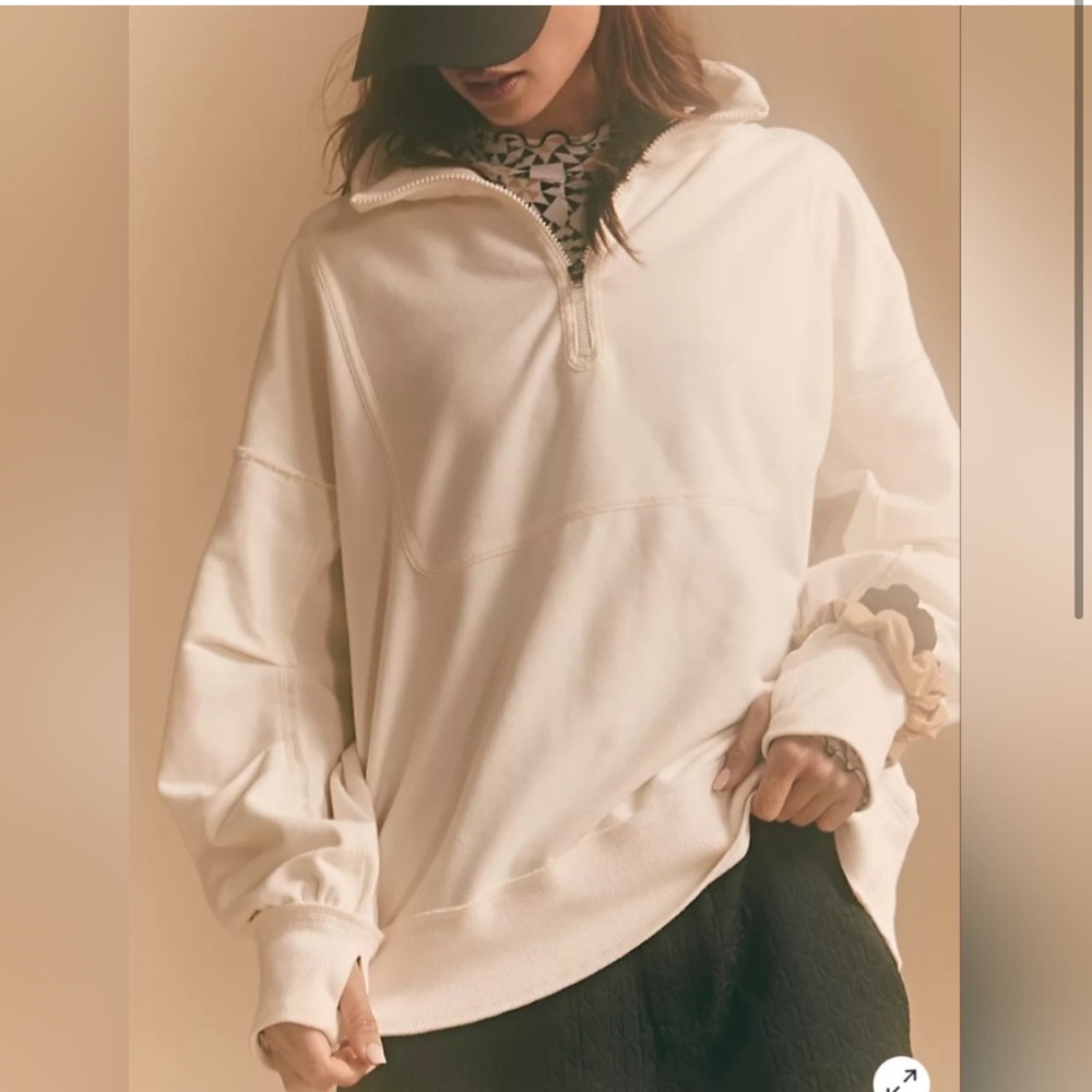 Free People Movement In the Clouds half zip Pullover Sweater sweatshirt Top - Picture 3 of 13